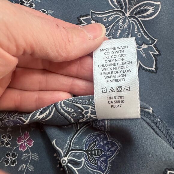 Maurices S Floral Blouse Blue Multicolor 3/4 Sleeve Lightweight Sheer Tunic Top - Picture 4 of 5